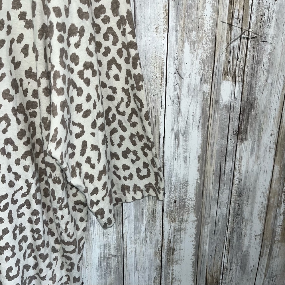 Lucky Brand Leopard Print Top 3X Plus Size Boho Oversized Tee Cream Brown - Picture 3 of 5
